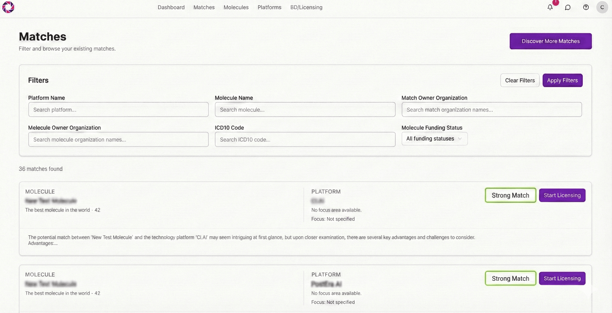 Moleculeo Web App Interface